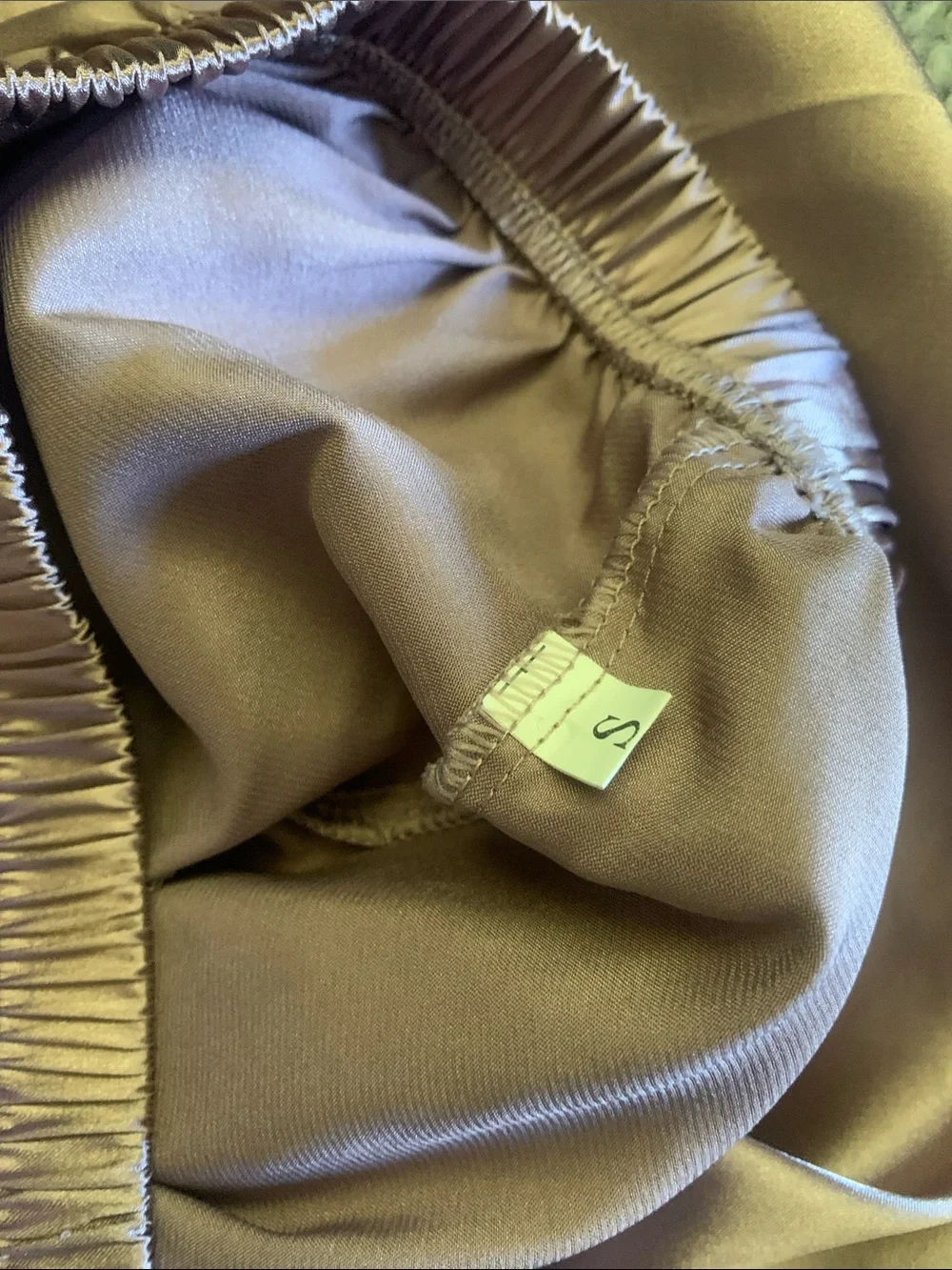 Satin-Look Elastic Waist pajama pants  in Mauve